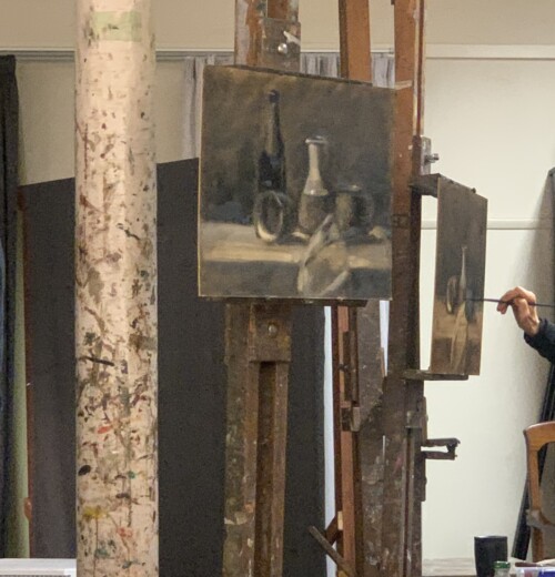 The students participated in an oil painting workshop with renowned artist Gregory R Smith