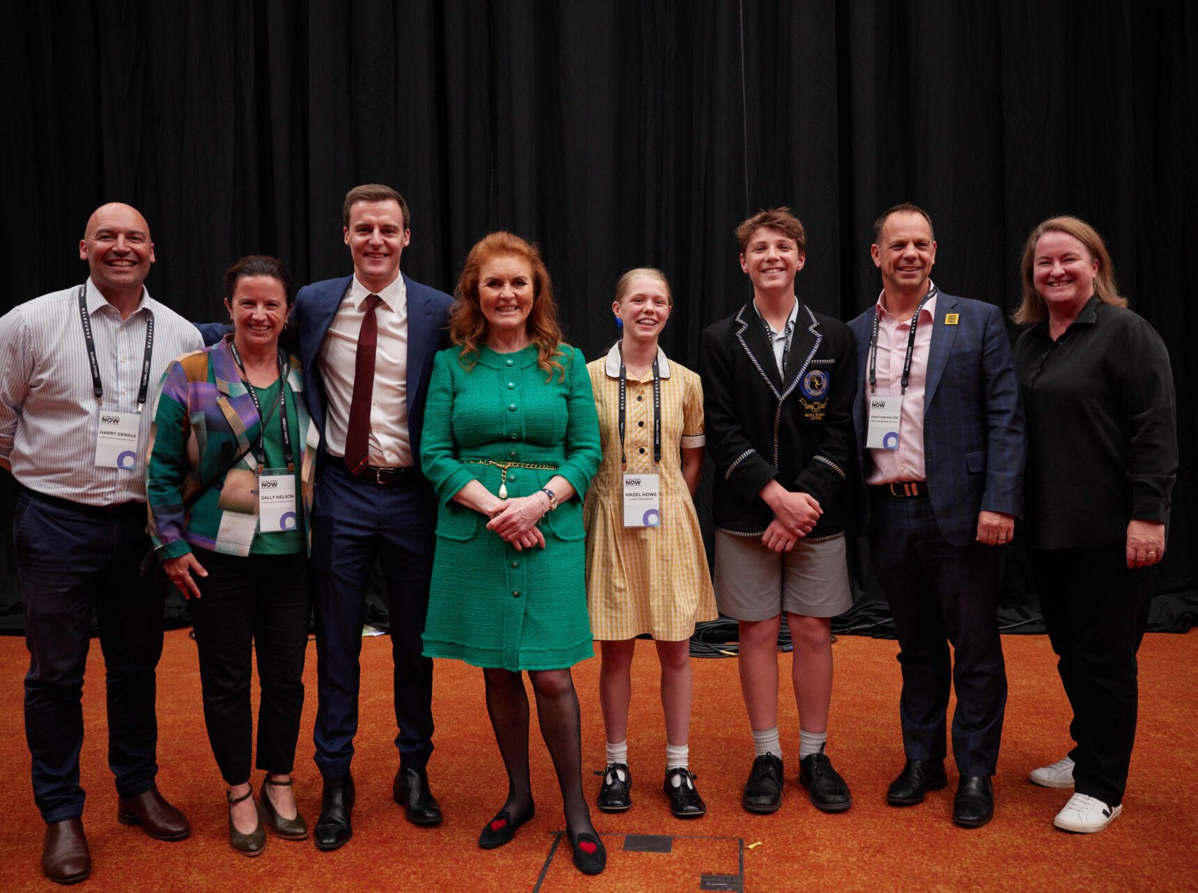 Deputy Head of Middle School Harry Dendle; Head of Integrated and Immersive Learning, Sally Nelson; Carey alum, Carey Medallist and Co-Founder of Global Citizen, Hugh Evans (2001); the Duchess of York, Sarah Ferguson; Middle School Captains, Hazel and Henry; Carey Principal, Jonathan Walter; and Member of the Carey Board the Hon. Mary Wooldridge.
