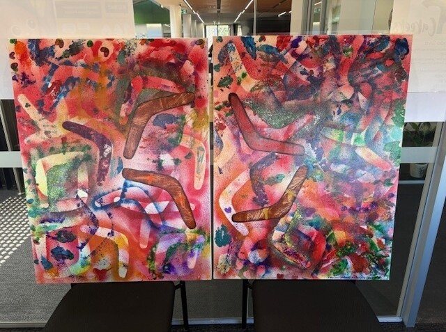 'Returning Well', a collaborative Reconciliation artwork by Carey students and First Nations artists Carmal (Wiradjuri) and JEM (Tiwi) from Yarn and Learn