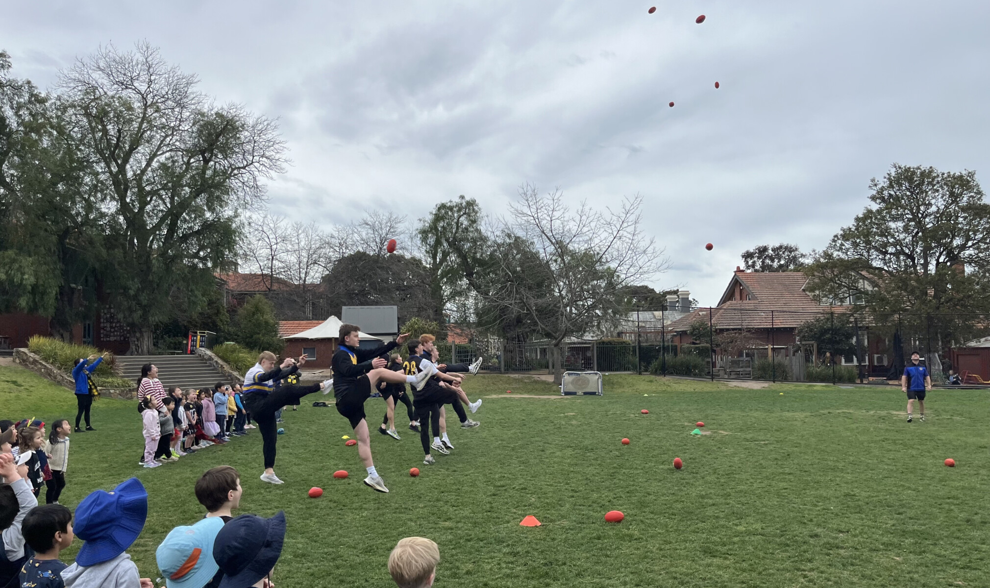 At the end of the session, the senior footballers showed us their biggest kicks!