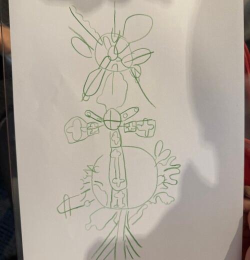 Some examples of the Year 1s' interpretations of 'The Symbolic Tree' by Clifton Pugh.