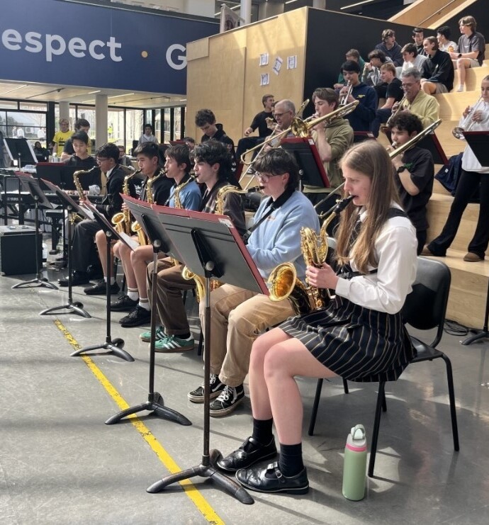 The Carey Jazz Band brought everyone joy on this important day