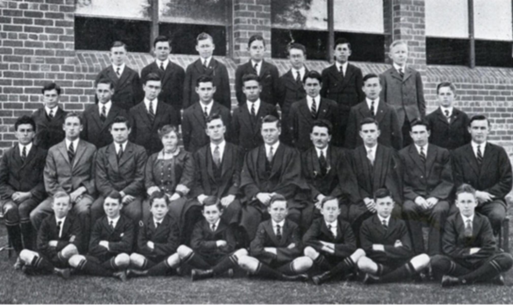 Carey's resident staff and boarders in 1928. Paddy is second row from the back, third from the left.