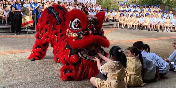 A Lion Dance for an exciting first day back